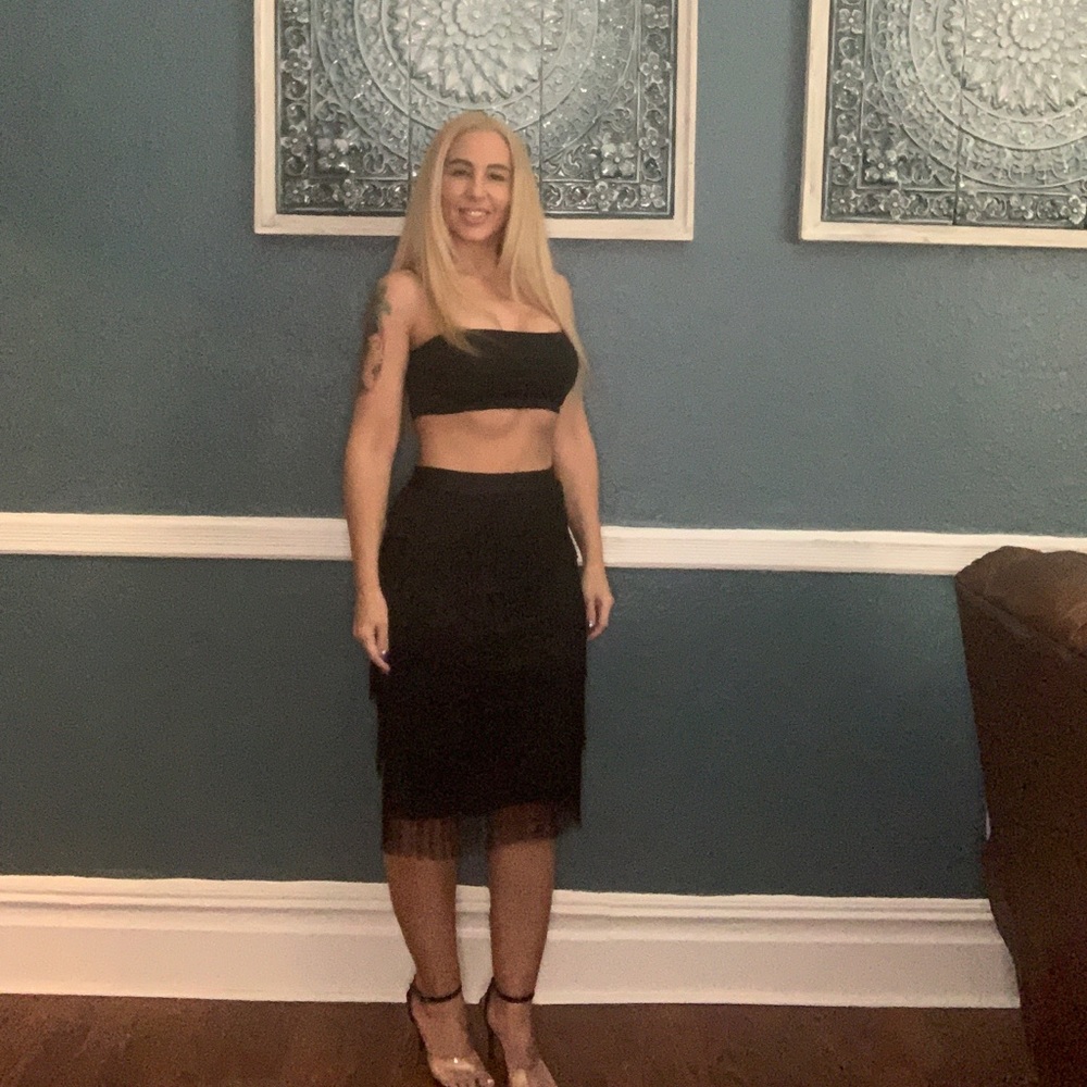 Black Tassel Pencil Skirt
